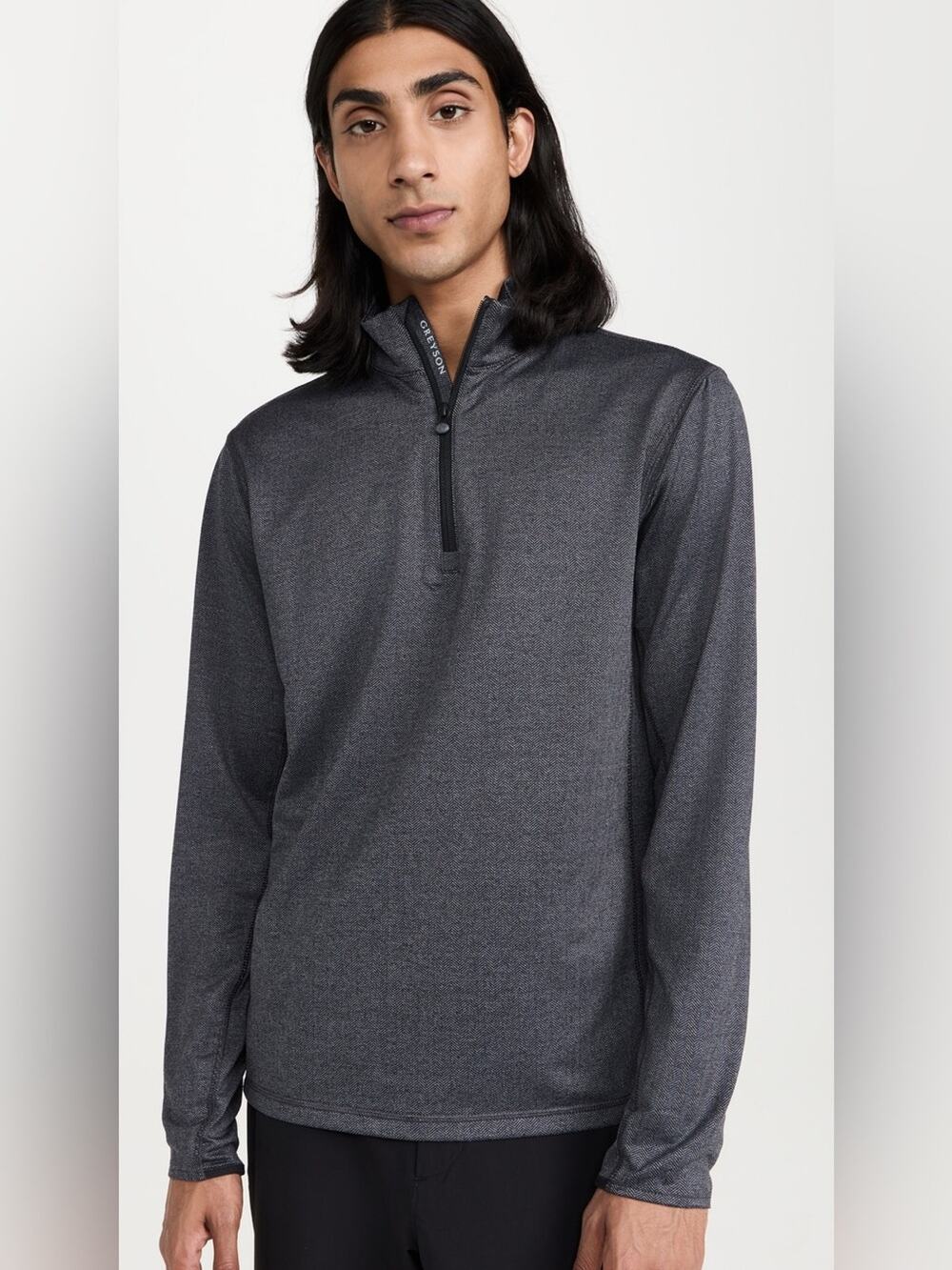 Greyson Tate Herringbone Performance Quarter Zip Pullover Gray Size XXL